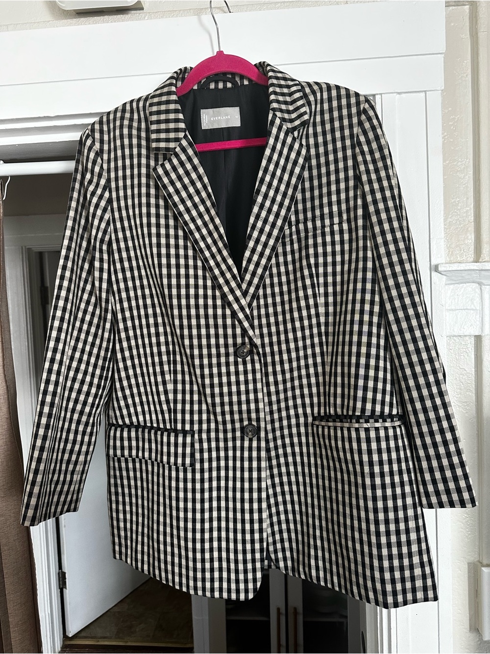 Everlane Black and White Gingham Blazer